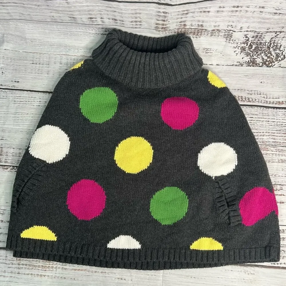 Gymboree Girls XS Polka Dot Turtleneck Poncho Sweater Cotton 2010 Merry & Bright